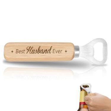 Imagem de Presentes de aniversário para marido da esposa - Best Husband Ever Gifts Abridor de garrafas de madeira Abridor de lata de madeira Divertido Dia dos Pais Natal Aniversário Ação de Graças Páscoa Ideias