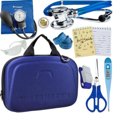 Imagem de Kit Enfermagem Maleta Super Luxo Completa Exclusiva - Love Saude, AZUL