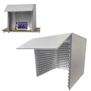 Imagem de Gabinete de mesa à prova de som, cabine portátil à prova de som, espuma absorvente de som de estúdio, para sala de treino (cinza)