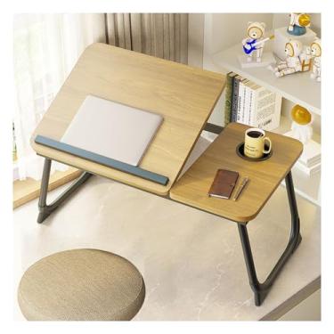 Imagem de Mesa para laptop, mesa baixa para cama, mesa de colo para laptop, mesa dobrável para laptop, mesa de laptop para cama, pode ser usada para jantar, estudar, ler e trabalhar. (nogueira amarela