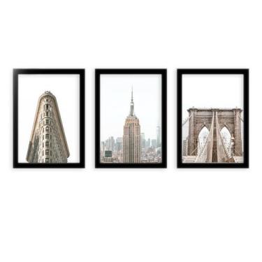 Imagem de Kit 3 Quadros Decorativos Com Moldura New York - D'Cora