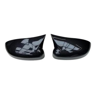 Imagem de Tampa de espelho lateral de vidro retrovisor de boi para carro com moldura de acabamento compatível com Ford Focus MK3 2012-2018 (1 par preto)