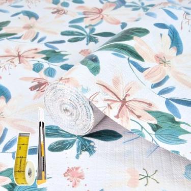 Imagem de Forro de gaveta e prateleira, flor colorida, 30,5 x 3 m, não adesivo, antiderrapante, camada dupla, PVC, reutilizável, espesso, impermeável, fácil de limpar, para armários de cozinha, geladeira