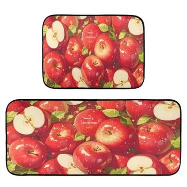 Imagem de Conjunto de 2 tapetes de cozinha Red Apples, tapete de cozinha, antiderrapante, lavável, tapete - 68,5 x 48,3 cm + 119,4 cm x 48,3 cm