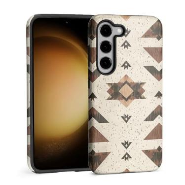 Imagem de FKBRCL4U Capa para Samsung Galaxy S23, capa híbrida de silicone brilhante de 2 camadas para meninas e mulheres para Samsung Galaxy S23 Western Boho padrão de simetria geométrica