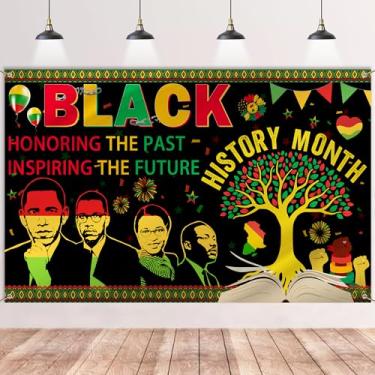 Imagem de Banner de fundo do mês da história negra – decoração de quadro de avisos afro-americanos para sala de aula e escritório, fundo de cabine de fotos de festa para decoração do dia de junho e dia da