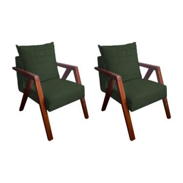 Imagem de Kit 2 Poltronas Monalisa Decorativa Mona Pés de Madeira Maciça Suede V