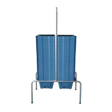 Imagem de KIT - Suporte para cestos de compras Duplo + 60 cestos D100 Azul super