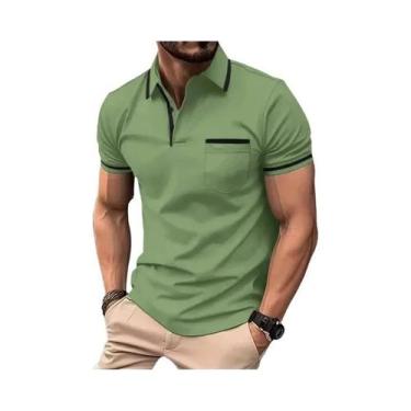 Imagem de Camisa Polo Masculina Leve E Respirável Com Zíper De 1/4, Manga Curta 