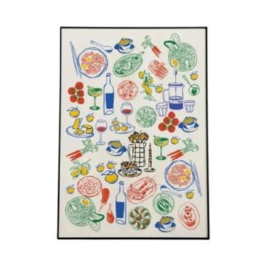 Imagem de Pôster De Arte De Parede Retro Italiano Com Pizza, Ramen, Vinho E Quei