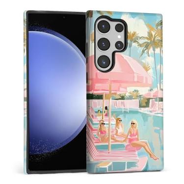 Imagem de TAMEFOX Capa para Samsung Galaxy S24 Ultra, capa protetora antiqueda contra arranhões para mulheres - rosa piscina feminina férias de verão