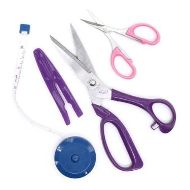Imagem de KIT 2 Tesouras Patchwork Costura Artesanato e Fita Metrica - Lanmax