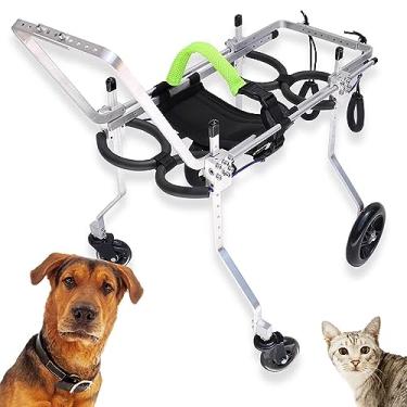 Imagem de Carrinho para animais de estimação/gato/cachorro cadeira de rodas 4 rodas, carrinho de rodas de exercício animal para caminhada de reabilitação, andador assistido por cães para pernas traseiras