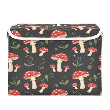 Imagem de Burbuja Caixa de armazenamento de cogumelos com tampa e alças, caixa de armazenamento grande dobrável para prateleiras armário quarto escritório organizador