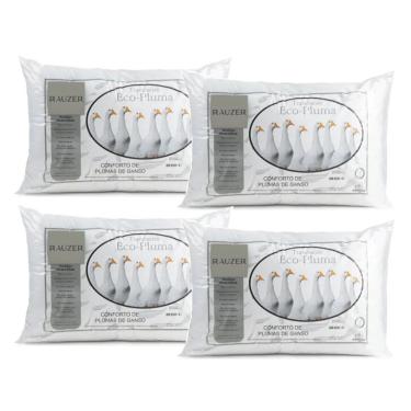 Imagem de Kit 4 Travesseiro Pluma Ganso Confortável Antiacaro 70x50cm