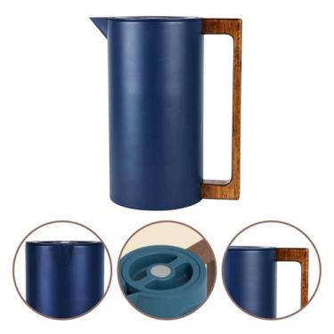Imagem de Garrafa Térmica 1L Inox Café Chá Premium Cabo Madeira - Azul - Feheros