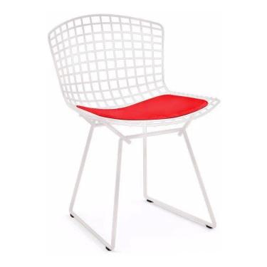 Imagem de Cadeira Bertoia Branca Com Assento Vermelho
