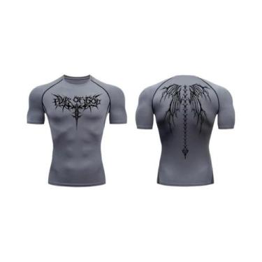 Imagem de Camiseta Masculina De Compressão De Manga Curta Com Estampa, Secagem R