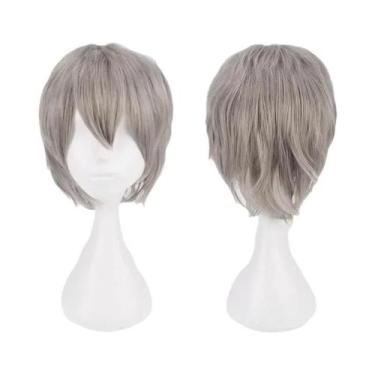 Imagem de Peruca Sintética Curta Resistente Ao Calor Vermelha Laranja Anime Myst