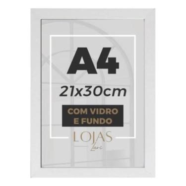 Imagem de Moldura A4 21x30 Certificado Impressão Fotografia Com Vidro - Branco -