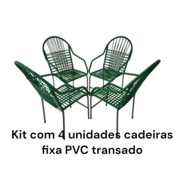 Imagem de KIT com 4 unidades cadeiras fixa PVC transado Areia terraço - LAFELI C