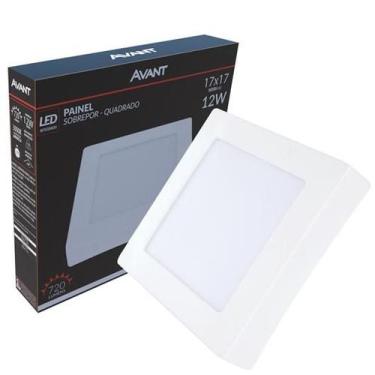 Imagem de 4 Painel Plafon 12w Led Quadrado Sobrepor Branco Frio 6500k - Avant