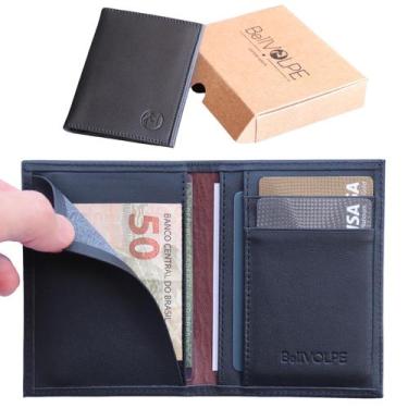 Imagem de Carteira Masculina Feminina Couro Vertical Slim Porta Cartões CNH RG M