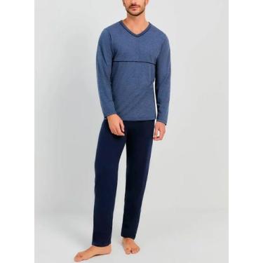 Imagem de Pijama Longo Hering 7604 Masculino Decote V Algodão T. P/XXG, XXG, Mk7