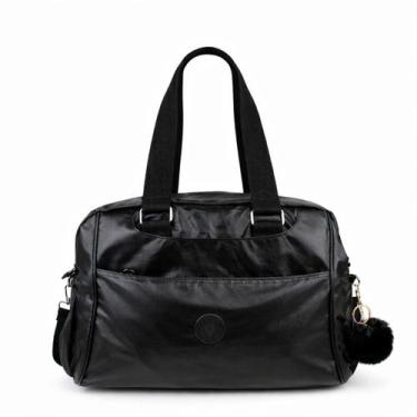 Imagem de Bolsa Mala de Mão Feminina Grande Metalizada com Alça Viagem Academia 