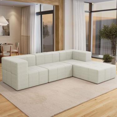 Imagem de Sofá 4 Lugares Para Sala Living Modular Com Puff 264cm Lancaster F04 L