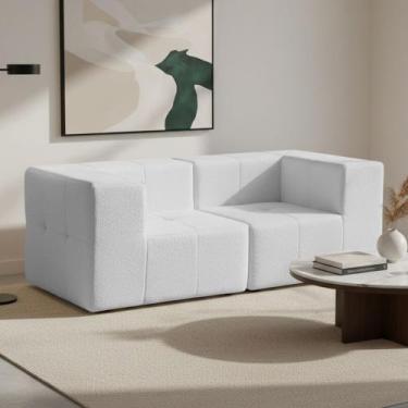 Imagem de Sofá 2 Lugares Para Sala Living Modular 176cm Lancaster F04 Bouclê Bra