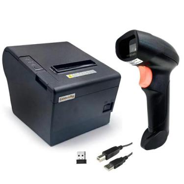 Imagem de Impressora Não Fiscal Térmica 80mm + Leitor Boleto Código Sem fio - Go