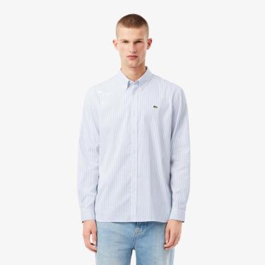 Imagem de Camisa Pinpoint Listrada com Caimento Regular Lacoste Masculina-Masculino