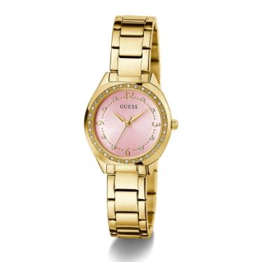 Imagem de Relógio Guess Feminino Ladies 30mm Rosa Cristais Elegante Dourado Pedras Rosa-Feminino