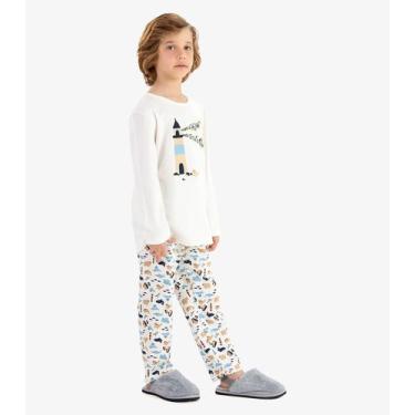 Imagem de Pijama em Meia Malha Rovi Kids Bege, 6, Bege