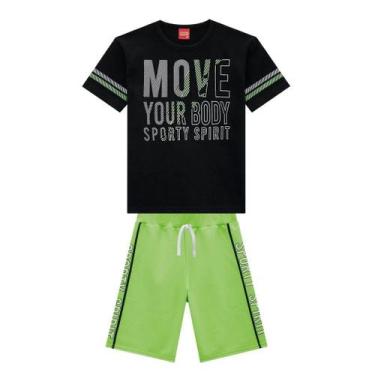 Imagem de Conjunto Infantil Roupa Menino Camiseta Estampa Move + Bermuda Move Yo