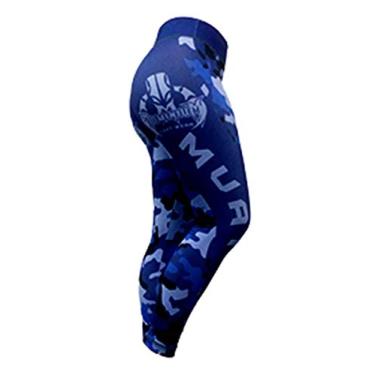 Imagem de Calça de Compressão Termica Legging Feminina - 2224 AE - Camuflado Azul - P - Muay Thai
