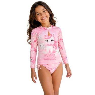 Imagem de Conjunto Biquíni Infantil Unicórnio Proteção UV Praia Confor