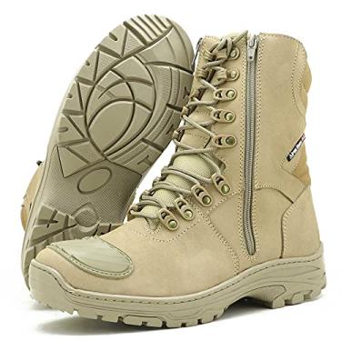 Imagem de COTURNO MOTOCICLISTA ESTILO MILITAR ATRON 2 ZIPERS COURO 303 AREIA (46, 303 AREIA)