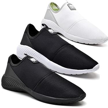 Imagem de Kit 3 Pares Tênis Meia Masculino Tecido Elástico Casual Black + Branco + Preto 39