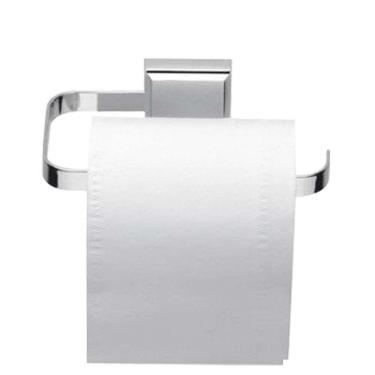 Imagem de Suporte Porta Papel Higiênico Quadrado Papeleira de Parede Cromado Fixação Dupla Misú