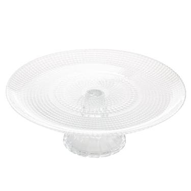 Imagem de PRATO PARA BOLO DE VIDRO COM PÉ ORIENTAL 27x10,5CM TRANSPARENTE