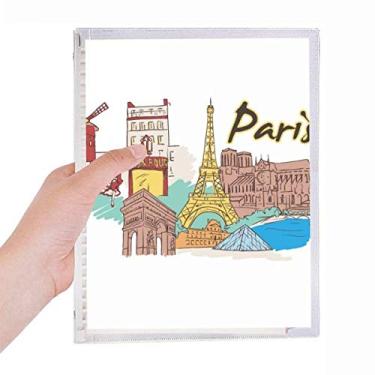 Imagem de Caderno em aquarela França Paris Torre Eiffel Diário Folhas Soltas Recarregável Diário Papelaria