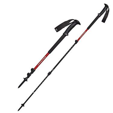 Imagem de Pacote com 2 bastões de caminhada ultraleve em alumínio, haste telescópica para caminhada com espuma estendida, aço de tungstênio, para acampamento, montanhismo, mochilão, caminhada