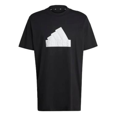 Imagem de adidas Camiseta masculina esportiva tamanho alto ícone futuro emblema, Preto/branco, Medium