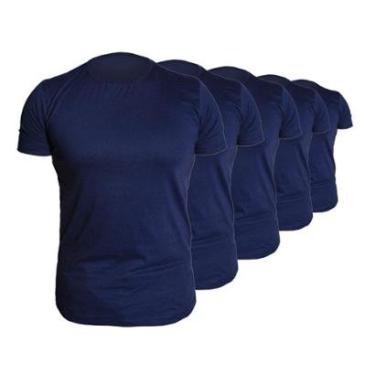 Imagem de 5 Camiseta Azul Marinho manga curta masculina Lisa atacado preço ótimo-Masculino