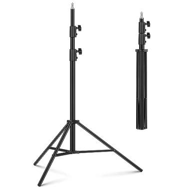 Imagem de Suporte de luz de fotografia 2,8 m/110", Sdfghj Suporte de luz resistente de liga de alumínio com mola tripé acolchoado para luzes de anel, luz estroboscópica, refletores, softboxes, guarda-chuvas,
