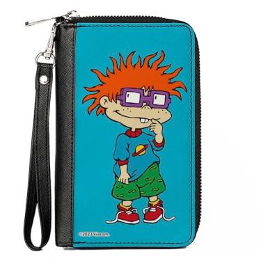 Imagem de Carteira Nickelodeon, zíper ao redor, Rugrats Chuckie Pose Blue, couro vegano, Azul, 7.5"x4.5", Casual