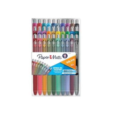 Imagem de Caneta de gel Inkjoy Paper Mate, retrátil, média, 0,7 mm, cores sortidas de tinta e barril, pacote com 30