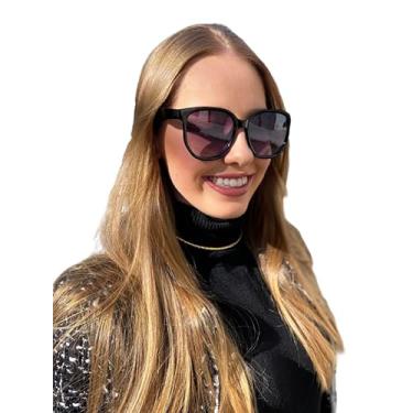 Imagem de Óculos Feminino De Sol Redondo Sofia UVA E UVB Com Case Antiqueda (Preto)